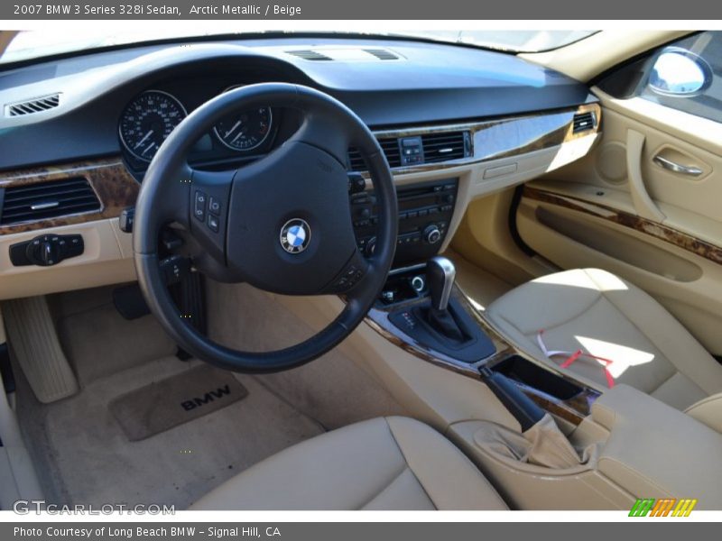 Arctic Metallic / Beige 2007 BMW 3 Series 328i Sedan