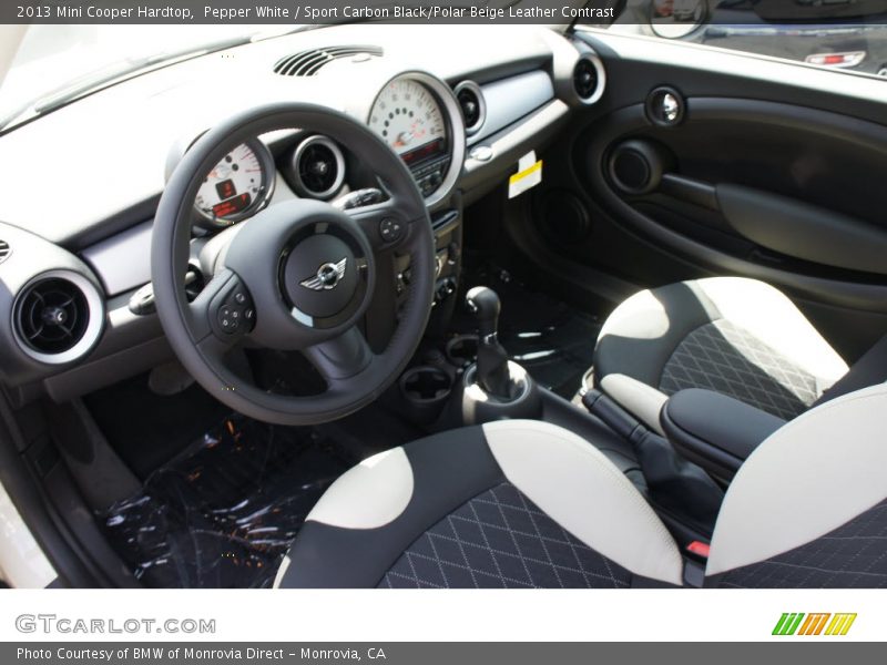 Sport Carbon Black/Polar Beige Leather Contrast Interior - 2013 Cooper Hardtop 