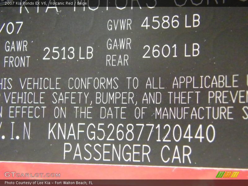 Volcanic Red / Beige 2007 Kia Rondo EX V6