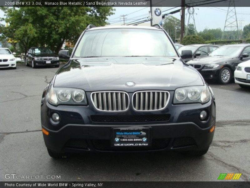 Monaco Blue Metallic / Sand Beige/Black Nevada Leather 2008 BMW X3 3.0si