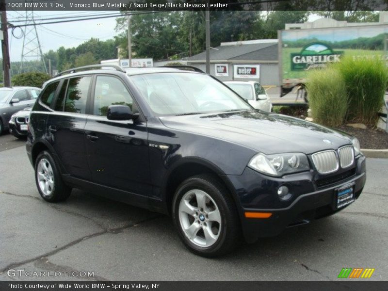 Monaco Blue Metallic / Sand Beige/Black Nevada Leather 2008 BMW X3 3.0si