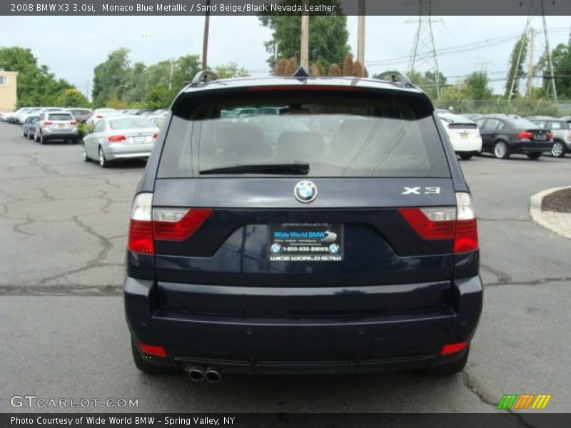 Monaco Blue Metallic / Sand Beige/Black Nevada Leather 2008 BMW X3 3.0si
