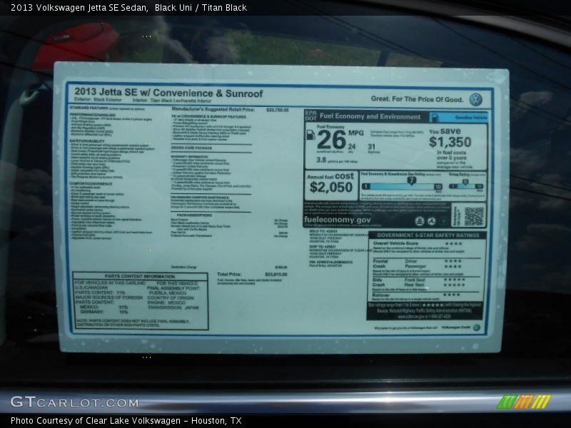 Black Uni / Titan Black 2013 Volkswagen Jetta SE Sedan
