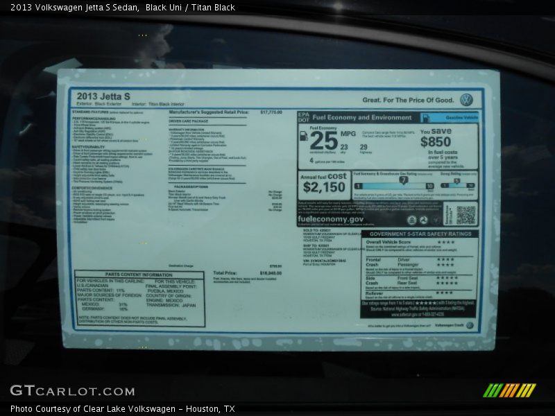 Black Uni / Titan Black 2013 Volkswagen Jetta S Sedan