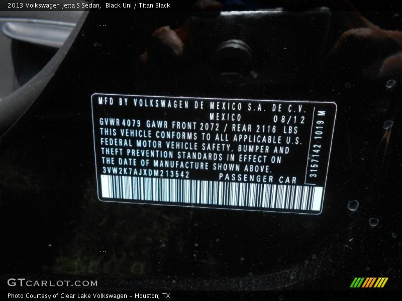 Black Uni / Titan Black 2013 Volkswagen Jetta S Sedan
