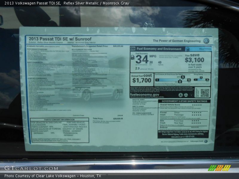 Reflex Silver Metallic / Moonrock Gray 2013 Volkswagen Passat TDI SE