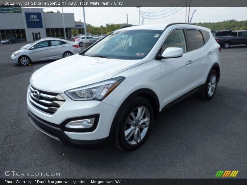 Frost White Pearl / Gray 2013 Hyundai Santa Fe Sport 2.0T AWD