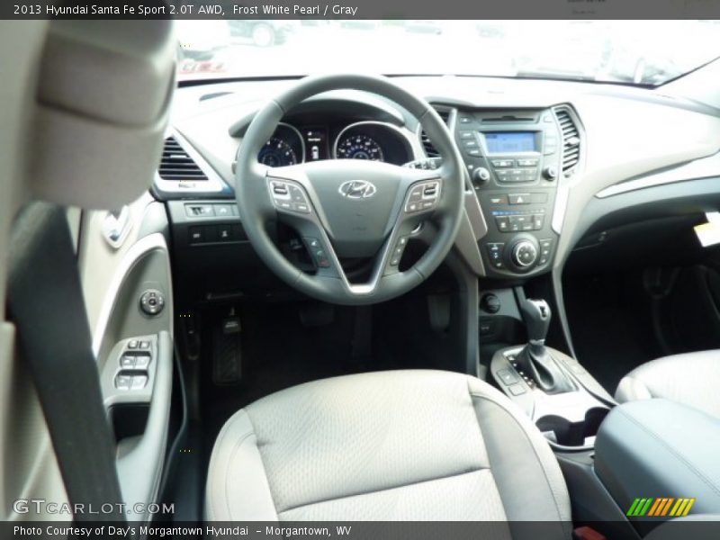 Frost White Pearl / Gray 2013 Hyundai Santa Fe Sport 2.0T AWD