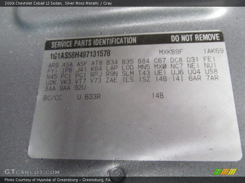 Silver Moss Metallic / Gray 2009 Chevrolet Cobalt LS Sedan