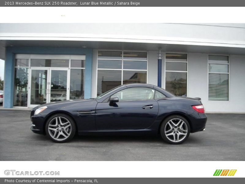Lunar Blue Metallic / Sahara Beige 2013 Mercedes-Benz SLK 250 Roadster