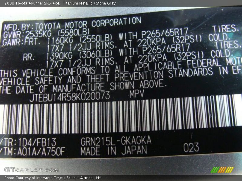 Titanium Metallic / Stone Gray 2008 Toyota 4Runner SR5 4x4