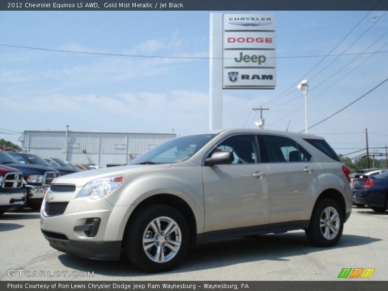 Gold Mist Metallic / Jet Black 2012 Chevrolet Equinox LS AWD