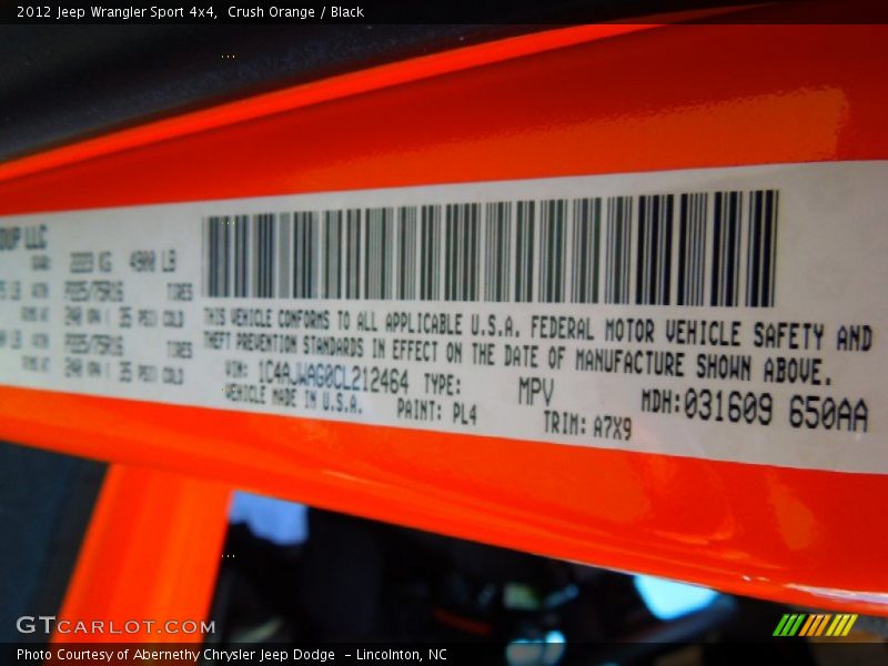 Crush Orange / Black 2012 Jeep Wrangler Sport 4x4