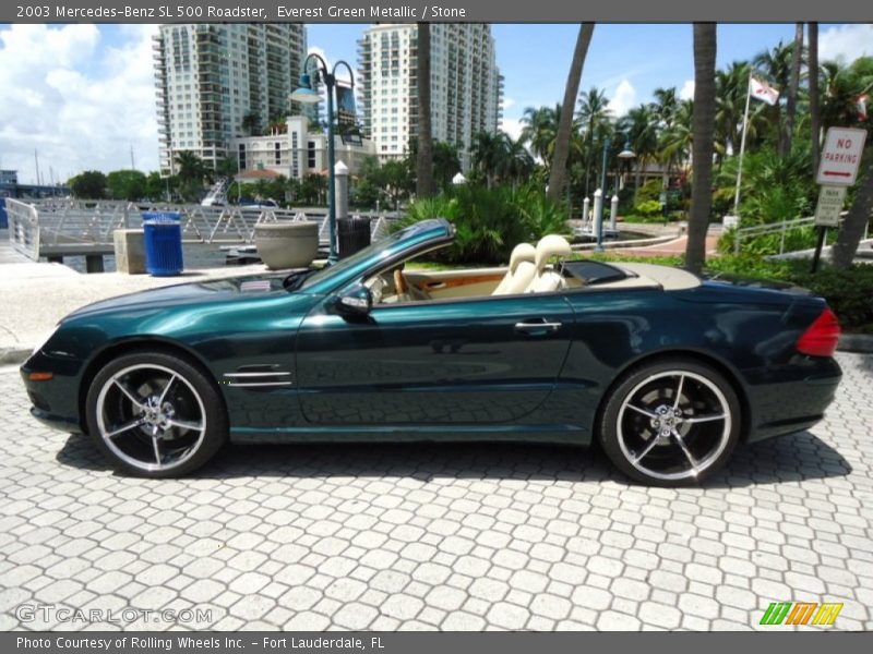 Everest Green Metallic / Stone 2003 Mercedes-Benz SL 500 Roadster