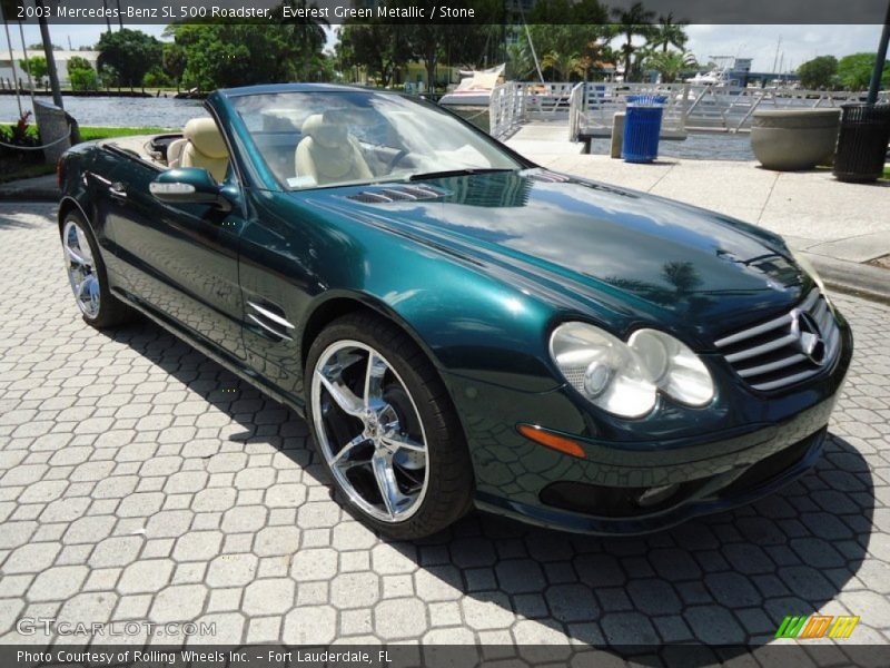 Everest Green Metallic / Stone 2003 Mercedes-Benz SL 500 Roadster