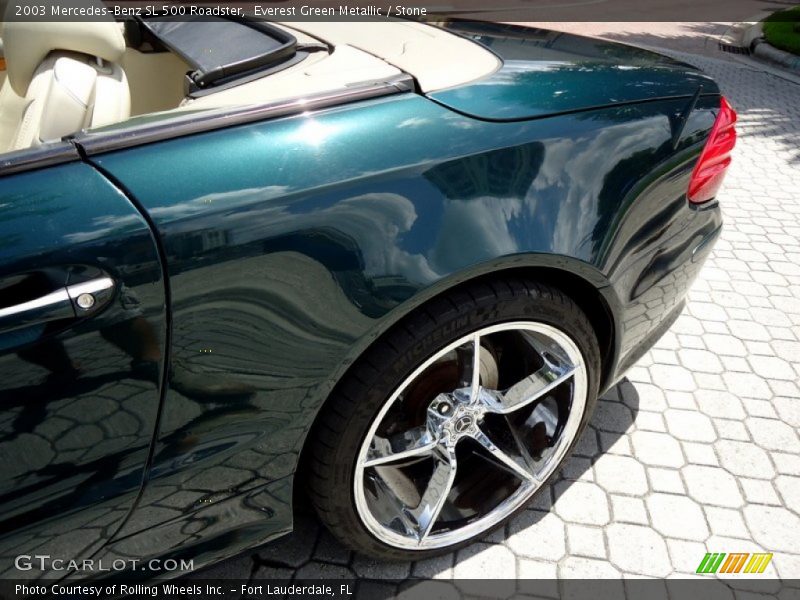 Everest Green Metallic / Stone 2003 Mercedes-Benz SL 500 Roadster