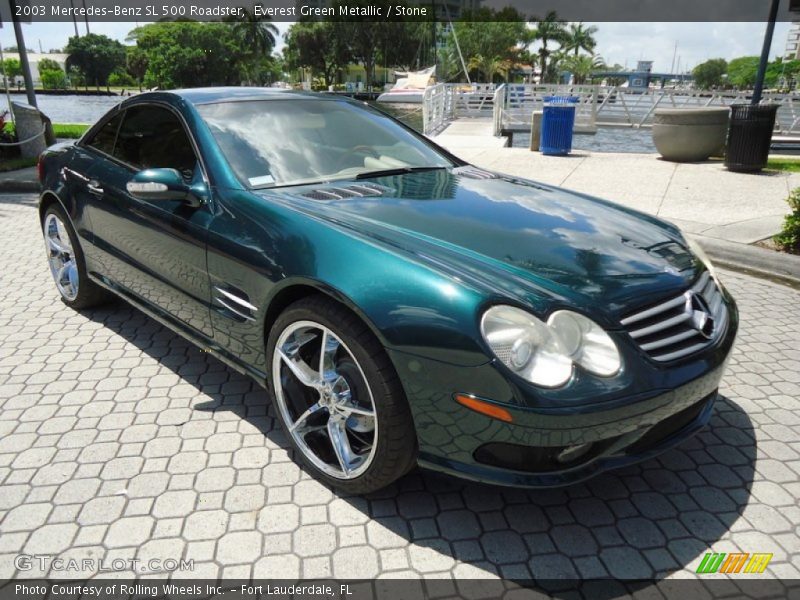 Everest Green Metallic / Stone 2003 Mercedes-Benz SL 500 Roadster
