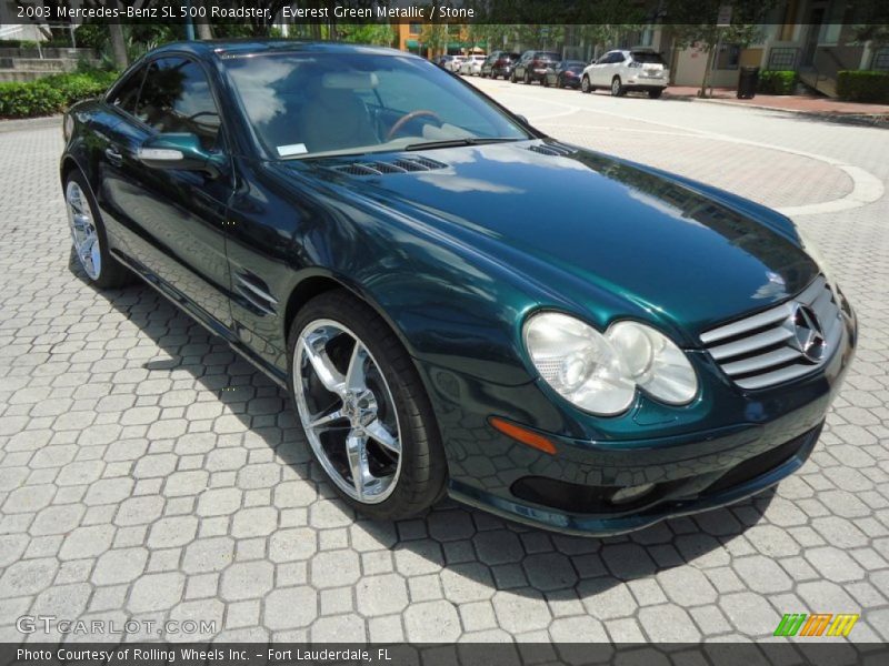 Everest Green Metallic / Stone 2003 Mercedes-Benz SL 500 Roadster