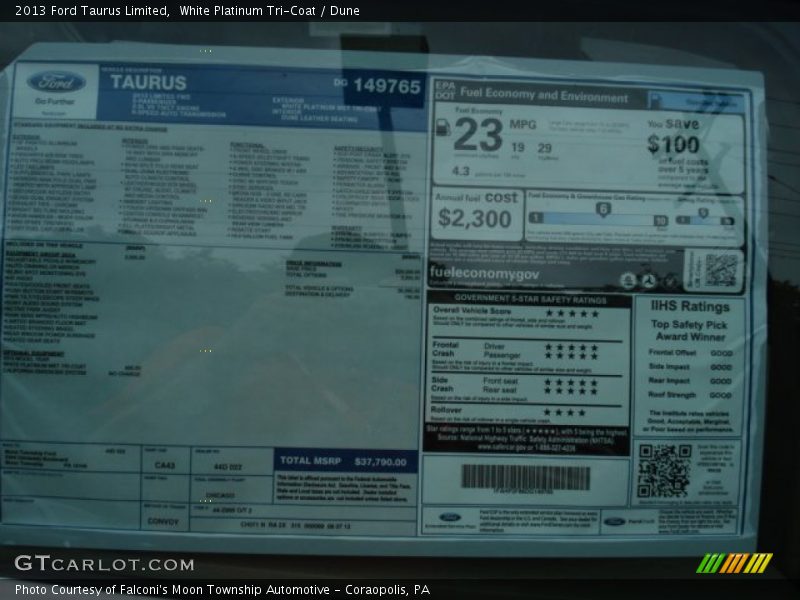 White Platinum Tri-Coat / Dune 2013 Ford Taurus Limited
