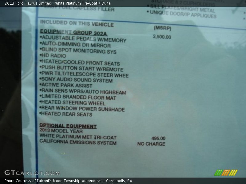 White Platinum Tri-Coat / Dune 2013 Ford Taurus Limited