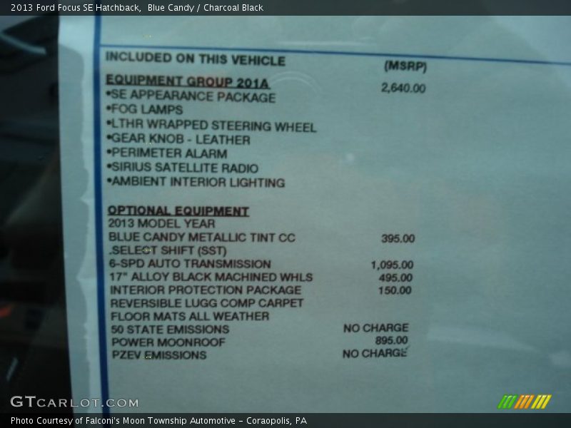 Blue Candy / Charcoal Black 2013 Ford Focus SE Hatchback