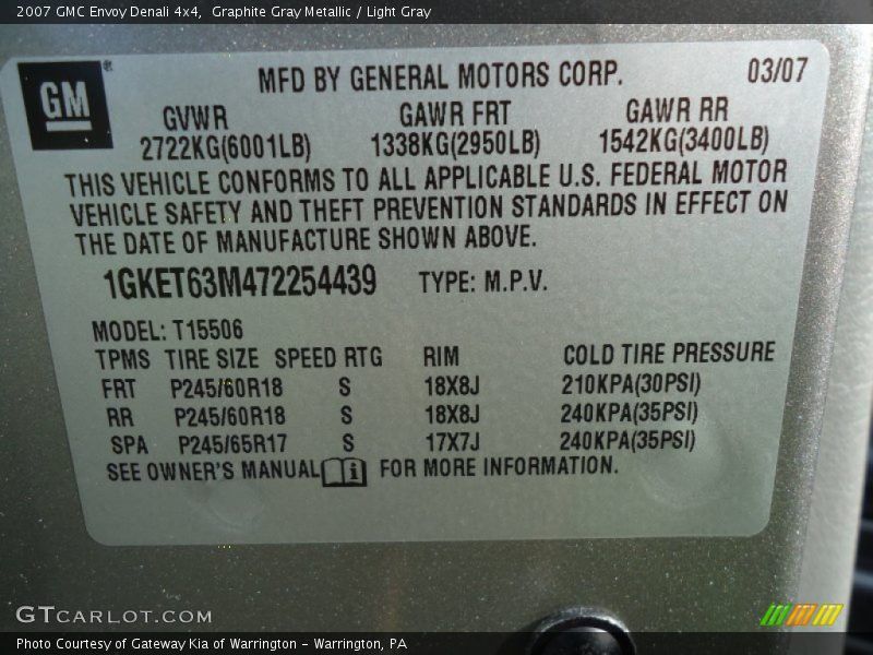 Graphite Gray Metallic / Light Gray 2007 GMC Envoy Denali 4x4