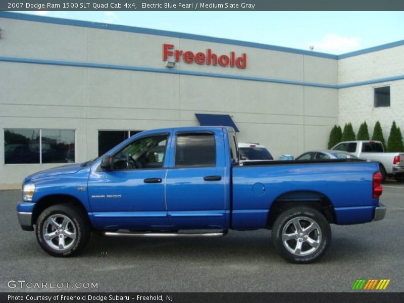 Electric Blue Pearl / Medium Slate Gray 2007 Dodge Ram 1500 SLT Quad Cab 4x4