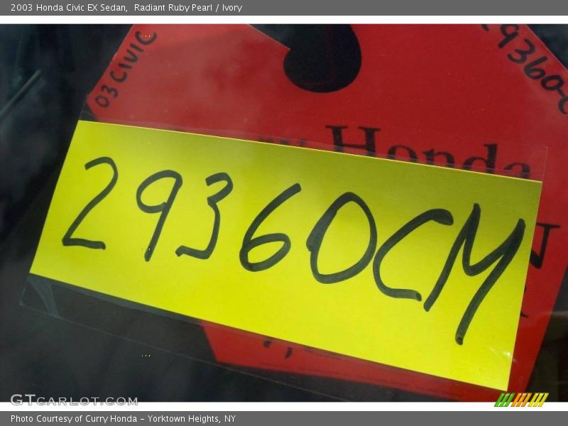 Radiant Ruby Pearl / Ivory 2003 Honda Civic EX Sedan