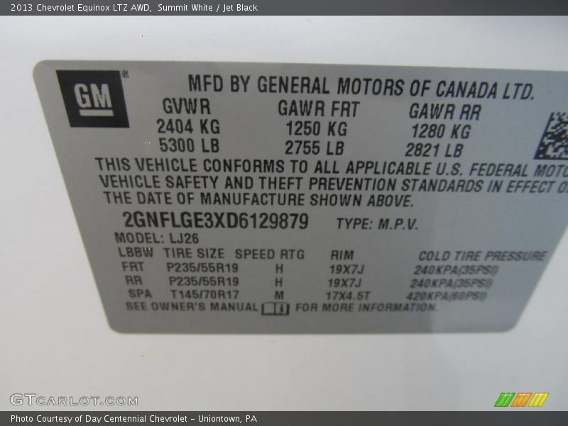 Summit White / Jet Black 2013 Chevrolet Equinox LTZ AWD