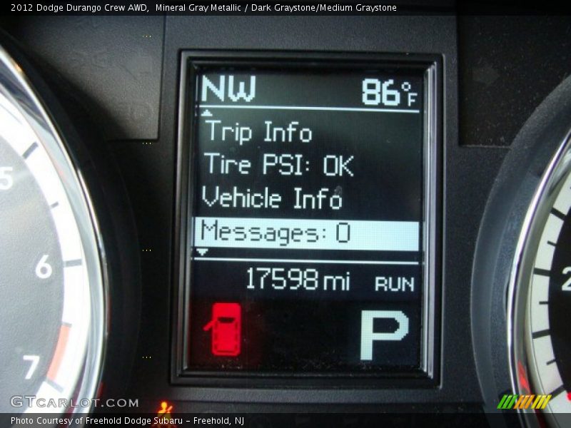 Mineral Gray Metallic / Dark Graystone/Medium Graystone 2012 Dodge Durango Crew AWD