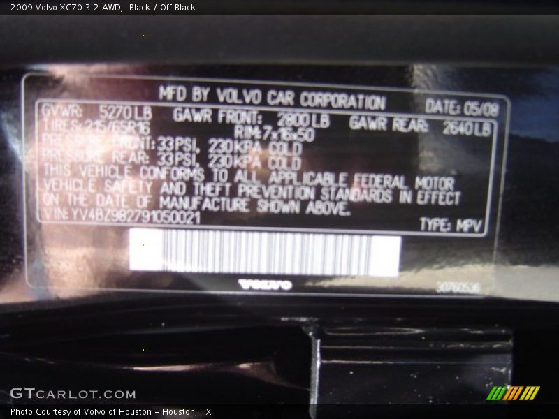 Black / Off Black 2009 Volvo XC70 3.2 AWD