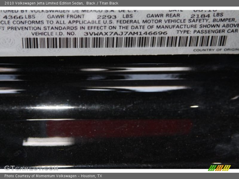 Black / Titan Black 2010 Volkswagen Jetta Limited Edition Sedan