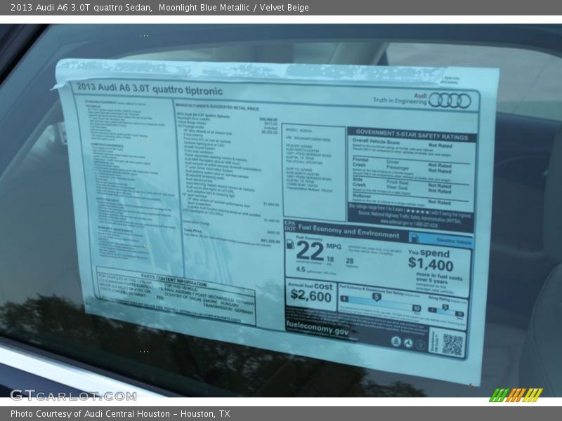 Moonlight Blue Metallic / Velvet Beige 2013 Audi A6 3.0T quattro Sedan