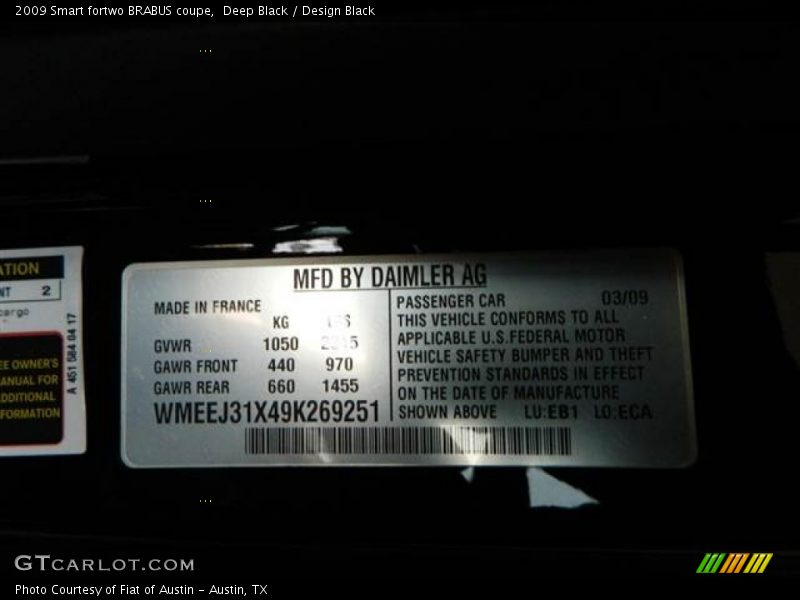 Deep Black / Design Black 2009 Smart fortwo BRABUS coupe