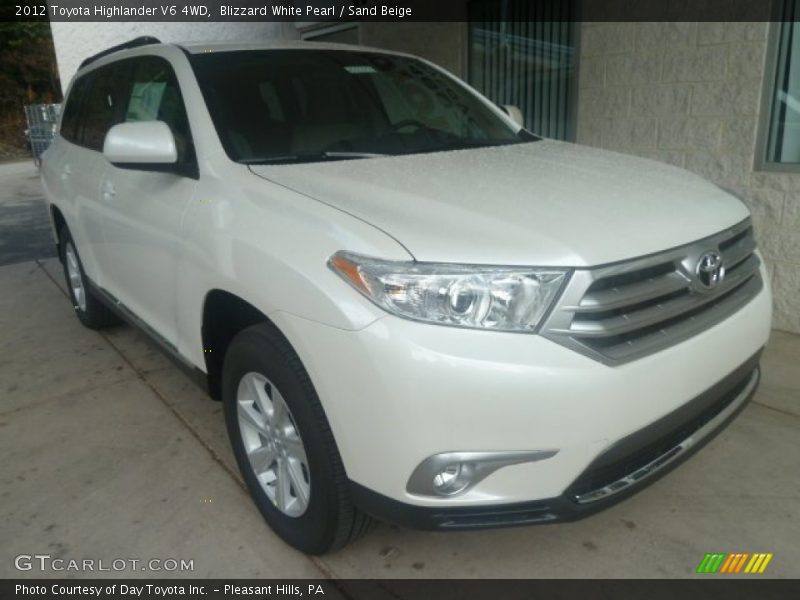 Blizzard White Pearl / Sand Beige 2012 Toyota Highlander V6 4WD