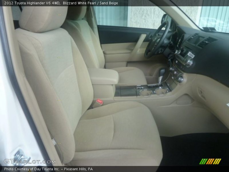 Blizzard White Pearl / Sand Beige 2012 Toyota Highlander V6 4WD