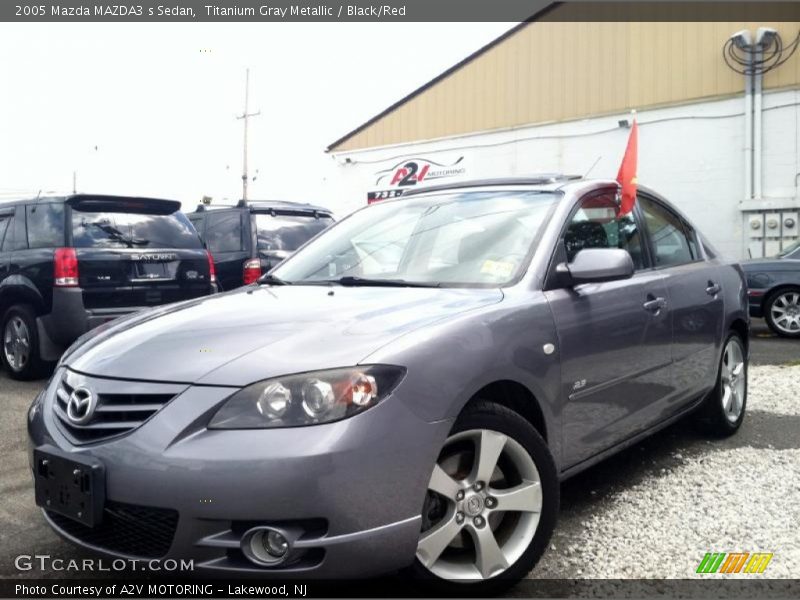 Titanium Gray Metallic / Black/Red 2005 Mazda MAZDA3 s Sedan