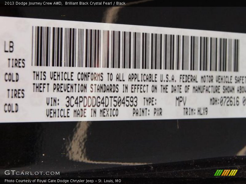 Brilliant Black Crystal Pearl / Black 2013 Dodge Journey Crew AWD