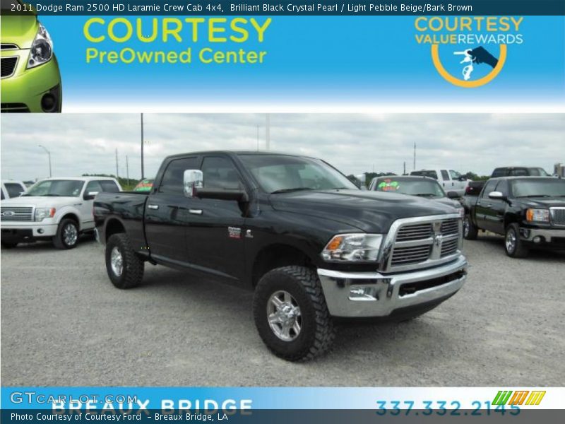 Brilliant Black Crystal Pearl / Light Pebble Beige/Bark Brown 2011 Dodge Ram 2500 HD Laramie Crew Cab 4x4