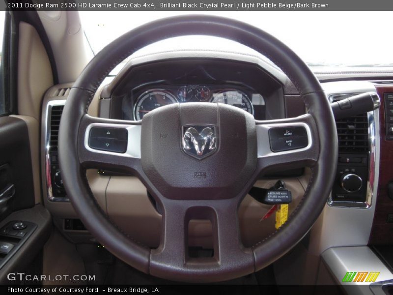 Brilliant Black Crystal Pearl / Light Pebble Beige/Bark Brown 2011 Dodge Ram 2500 HD Laramie Crew Cab 4x4