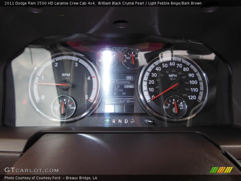 Brilliant Black Crystal Pearl / Light Pebble Beige/Bark Brown 2011 Dodge Ram 2500 HD Laramie Crew Cab 4x4