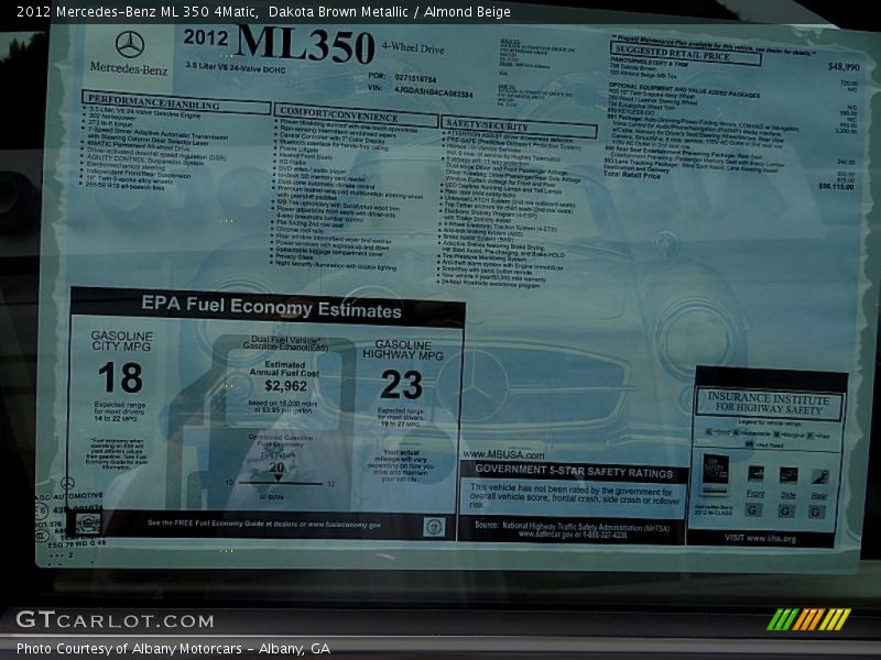 Dakota Brown Metallic / Almond Beige 2012 Mercedes-Benz ML 350 4Matic