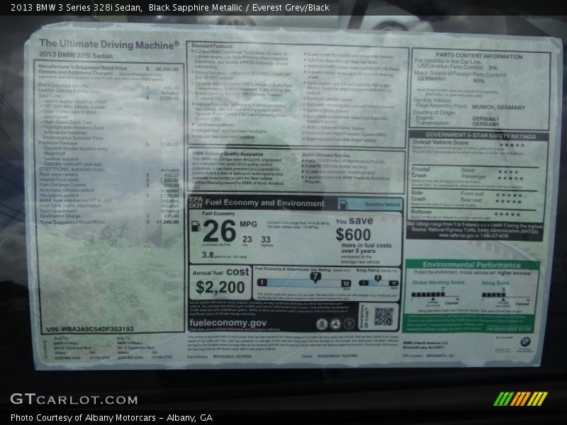 Black Sapphire Metallic / Everest Grey/Black 2013 BMW 3 Series 328i Sedan