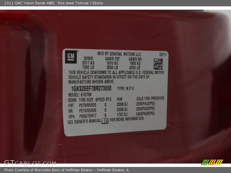 Red Jewel Tintcoat / Ebony 2011 GMC Yukon Denali AWD