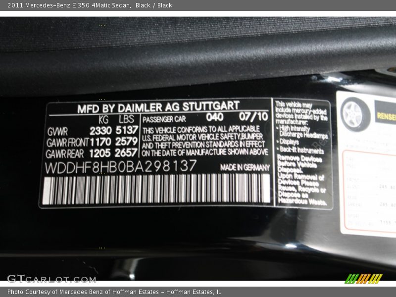 Black / Black 2011 Mercedes-Benz E 350 4Matic Sedan