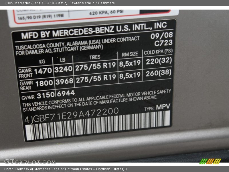 Pewter Metallic / Cashmere 2009 Mercedes-Benz GL 450 4Matic
