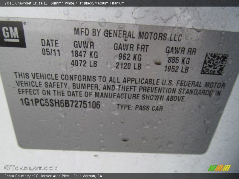 Summit White / Jet Black/Medium Titanium 2011 Chevrolet Cruze LS