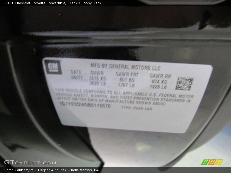 Black / Ebony Black 2011 Chevrolet Corvette Convertible