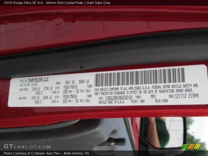 Inferno Red Crystal Pearl / Dark Slate Gray 2009 Dodge Nitro SE 4x4