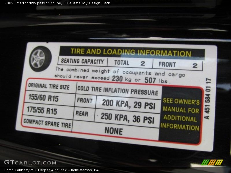 Blue Metallic / Design Black 2009 Smart fortwo passion coupe